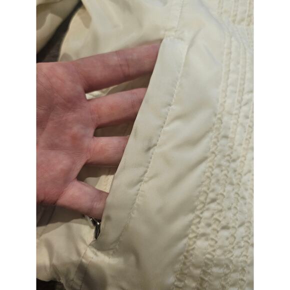 Guess y2k white ivory down bomber puffer jacket womens large medium buckle - Picture 6 of 12